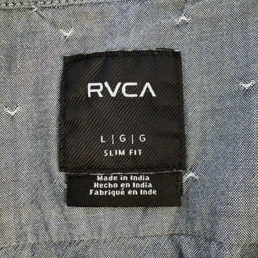 RVCA That'll Do Dobby Short-Sleeve Button-Down Shirt Gray Men's Large Slim-Fit - Picture 8 of 11